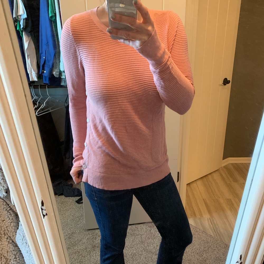 Loft pink waffle knit sweater